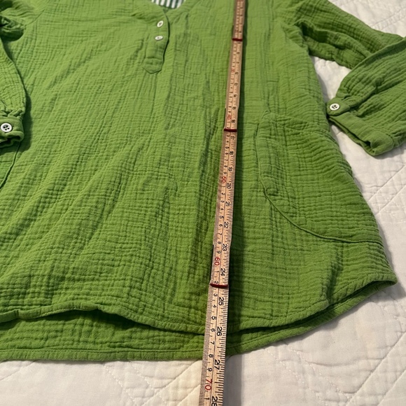 Soft Surroundings Santorini Green Gauze 100% Cotton Tunic Size Travel Casual PS - Picture 7 of 10